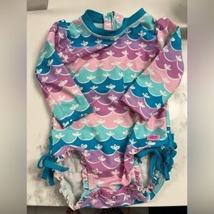 Rufflebutts rash guard one piece swimsuit EUC, worn once. Size 12-18 mo.